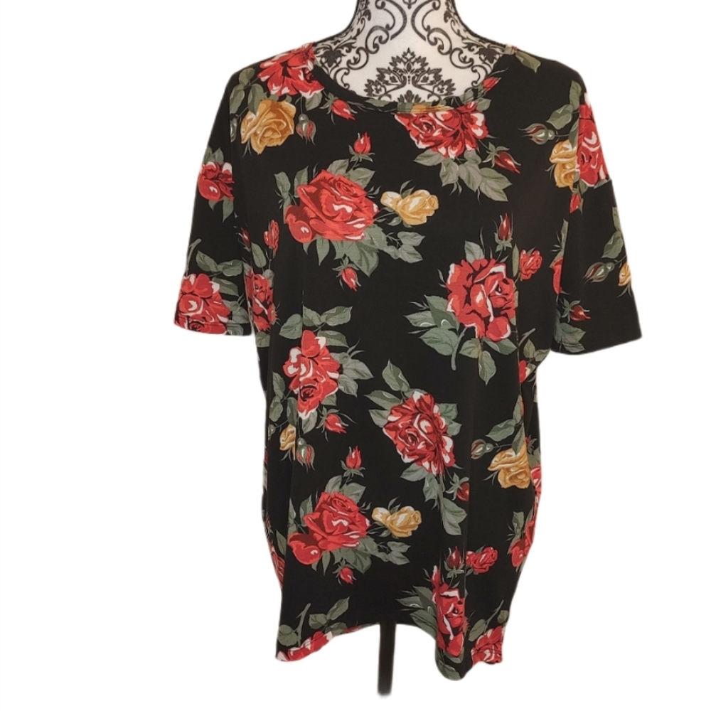 Lularoe Irma black with rose and flowers XXS